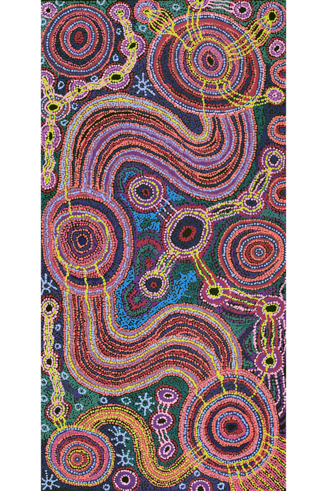 Aboriginal Artwork by Audrey Brumby, Ngura Tjuta Munu Tjukula Tjuta, 122x61cm
