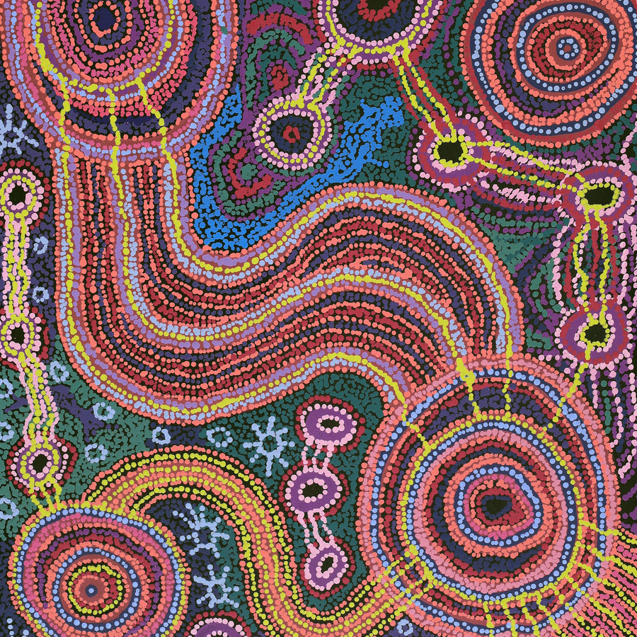 Aboriginal Artwork by Audrey Brumby, Ngura Tjuta Munu Tjukula Tjuta, 122x61cm