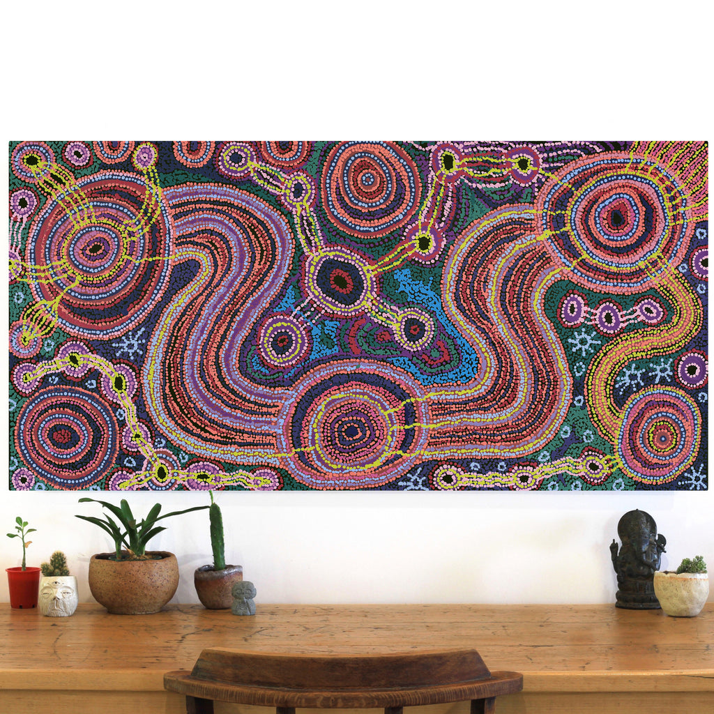 Aboriginal Art by Audrey Brumby, Ngura Tjuta Munu Tjukula Tjuta, 122x61cm - ART ARK®