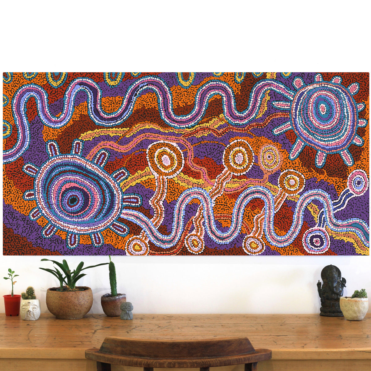 Aboriginal Artwork by Audrey Brumby, Tjukula Tjuta, 120x60cm