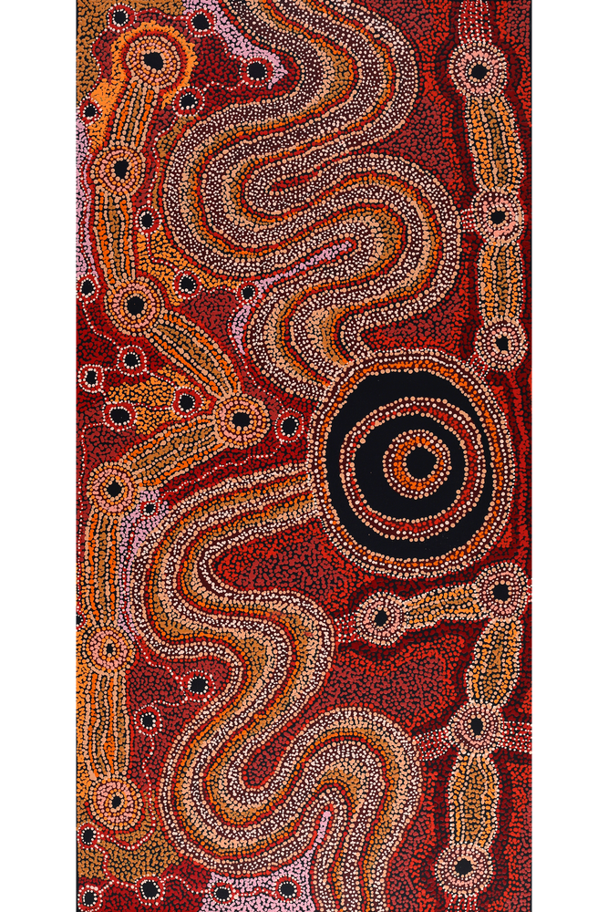 Aboriginal Artwork by Audrey Brumby, Ngura Tjuta Munu Tjukula Tjuta, 122x61cm