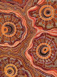 Aboriginal Artwork by Audrey Brumby, Ngura Tjuta Munu Tjukula Tjuta, 122x91cm