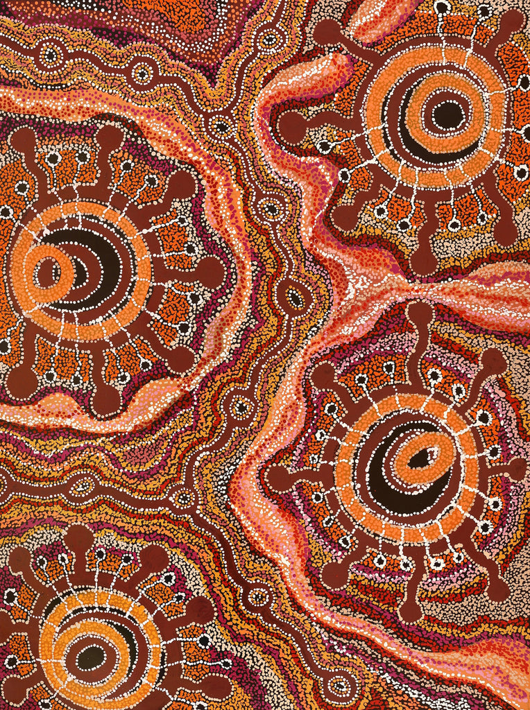 Aboriginal Artwork by Audrey Brumby, Ngura Tjuta Munu Tjukula Tjuta, 122x91cm