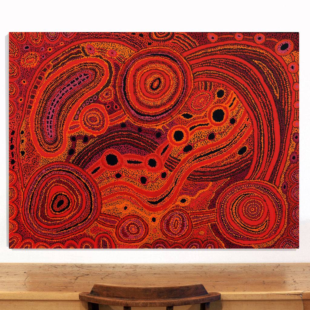 Aboriginal Artwork by Audrey Brumby, Tjukula Tjuta, 122x91cm