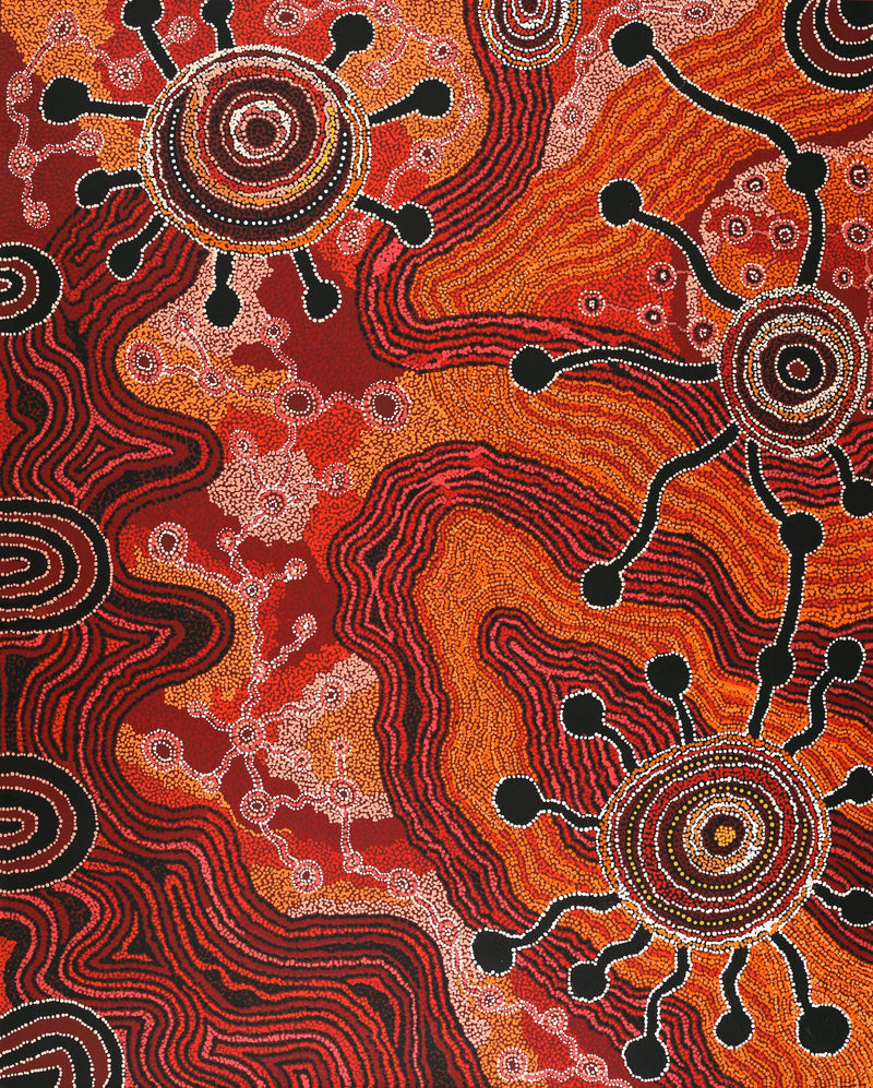 Aboriginal Artwork by Audrey Brumby, Ngura Tjuta Munu Tjukula Tjuta, 151x122cm