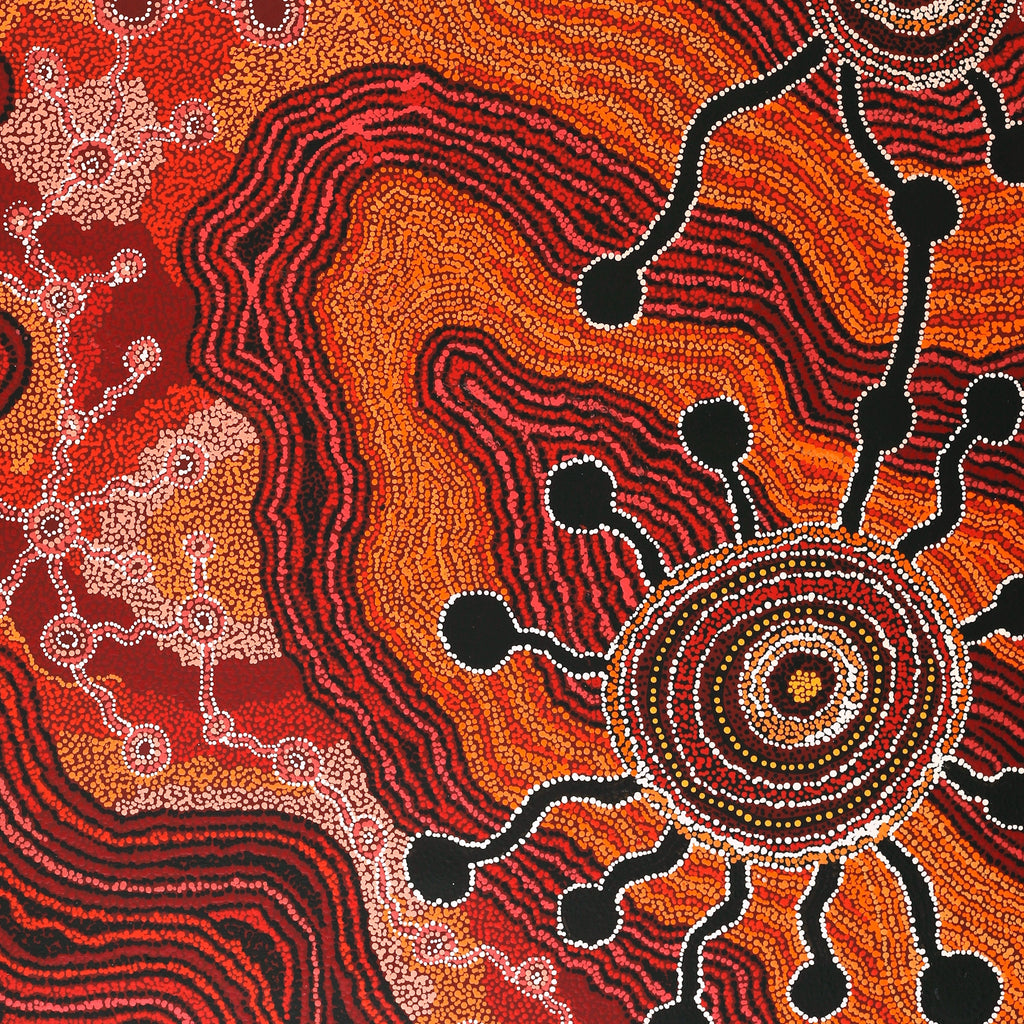 Aboriginal Artwork by Audrey Brumby, Ngura Tjuta Munu Tjukula Tjuta, 151x122cm