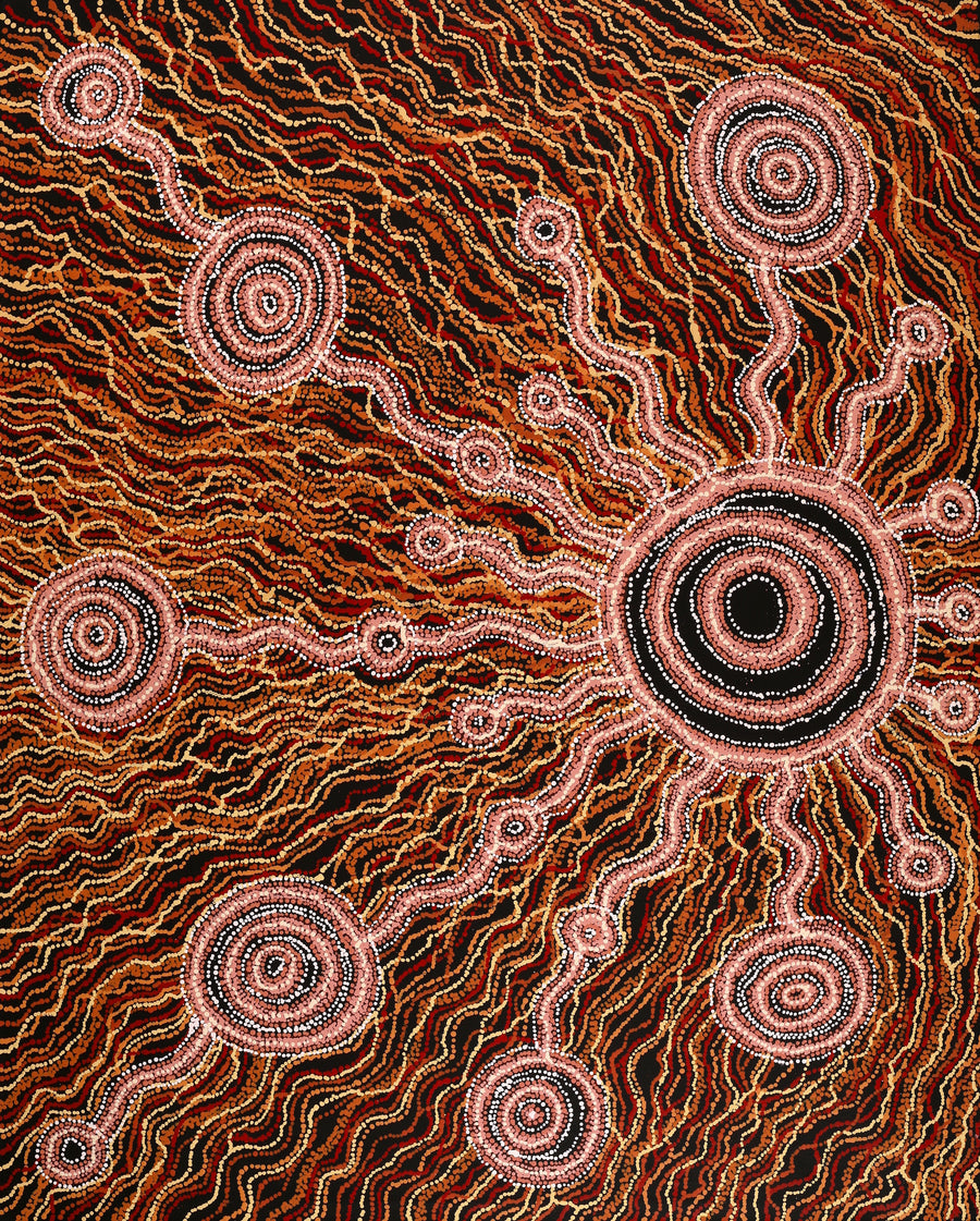 Aboriginal Artwork by Audrey Brumby, Waru Pulka, 152x122cm