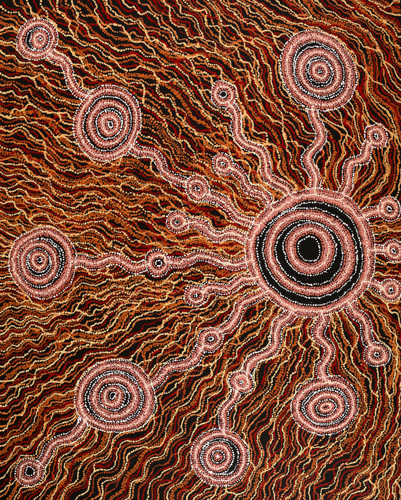 Aboriginal Artwork by Audrey Brumby, Waru Pulka, 152x122cm
