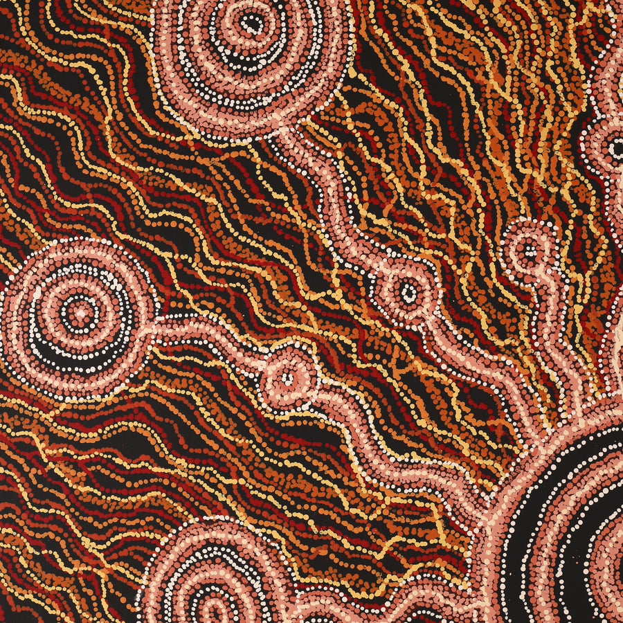 Aboriginal Artwork by Audrey Brumby, Waru Pulka, 152x122cm