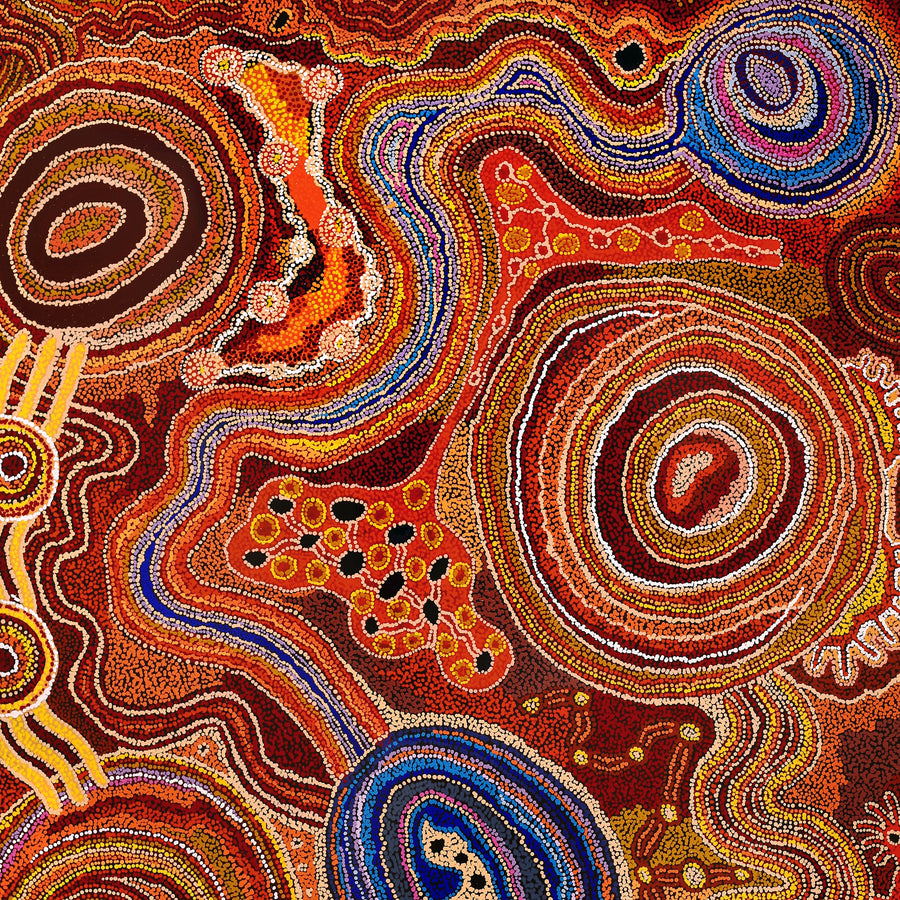 Aboriginal Artwork by Audrey Brumby, Ngura Tjuta Munu Tjukula Tjuta, 220x142cm