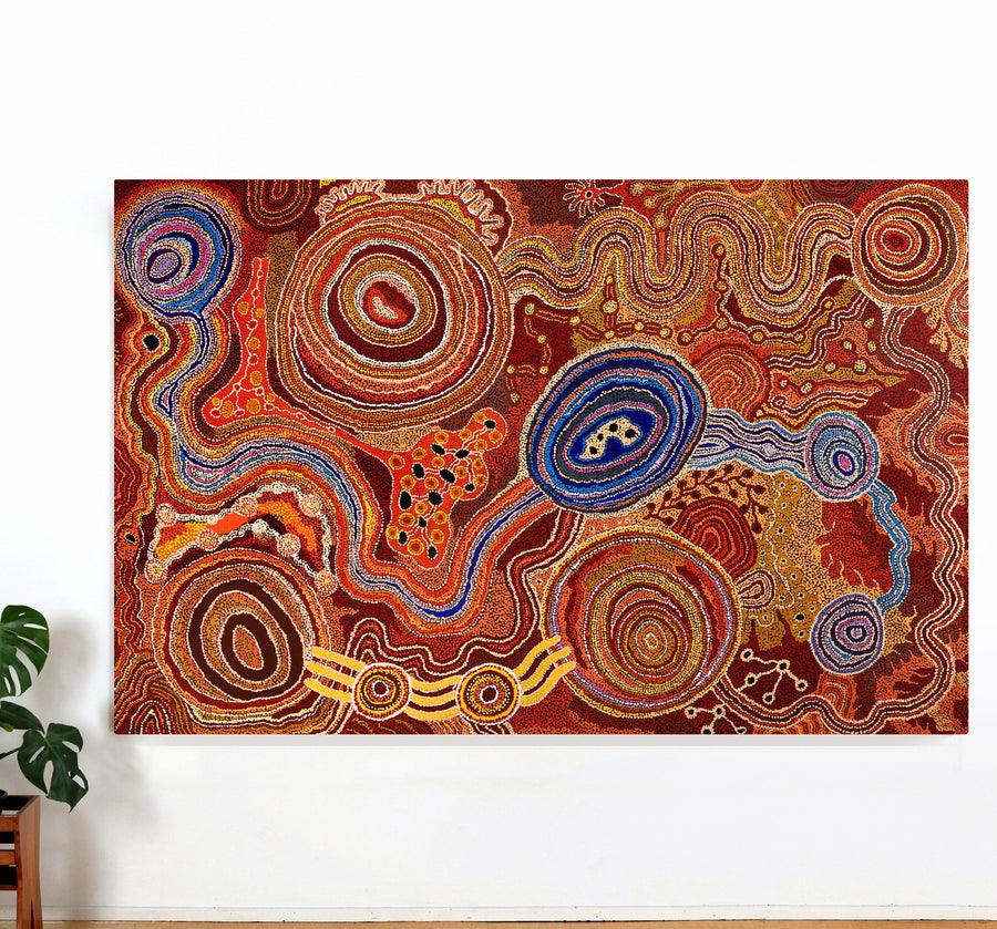 Aboriginal Artwork by Audrey Brumby, Ngura Tjuta Munu Tjukula Tjuta, 220x142cm