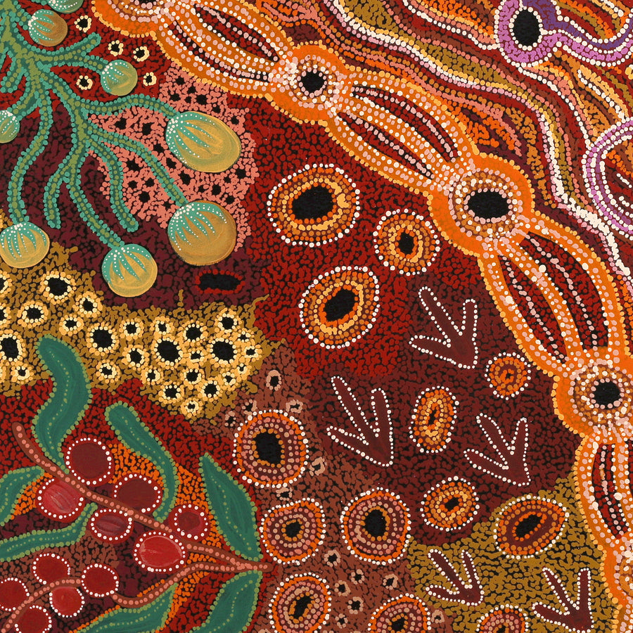 Aboriginal Artwork by Audrey Brumby, Ngura Nganampa, 122x122cm