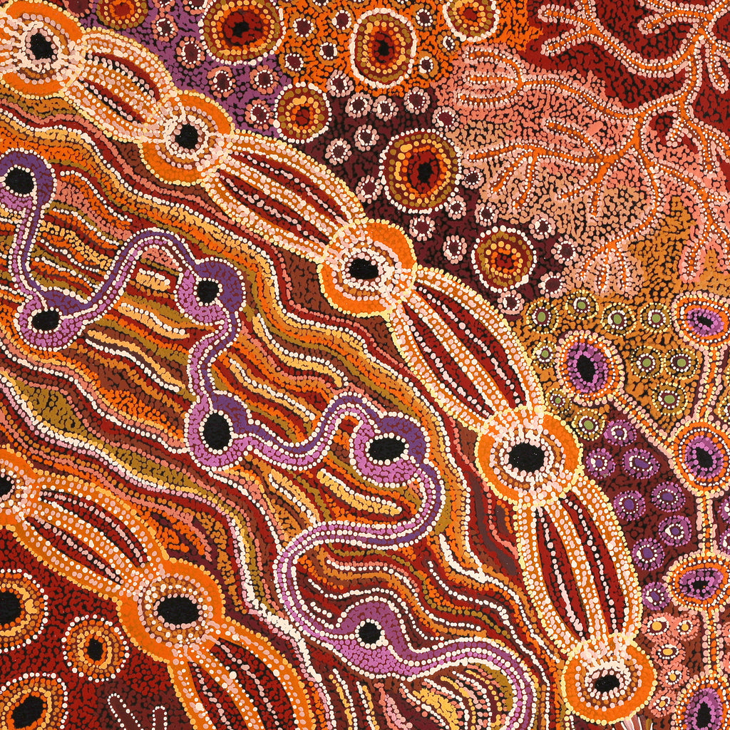 Aboriginal Artwork by Audrey Brumby, Ngura Nganampa, 122x122cm