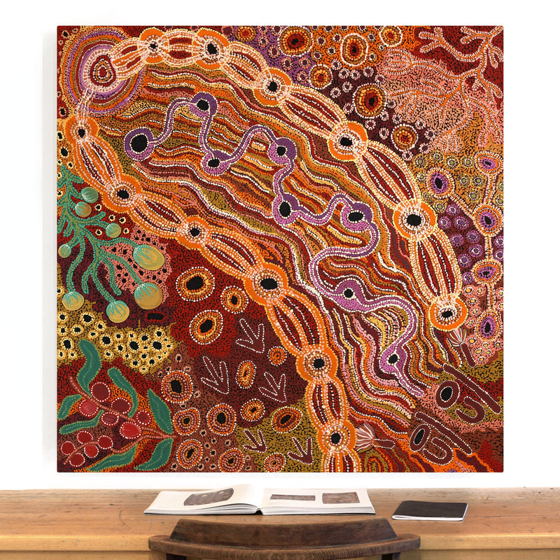Aboriginal Artwork by Audrey Brumby, Ngura Nganampa, 122x122cm