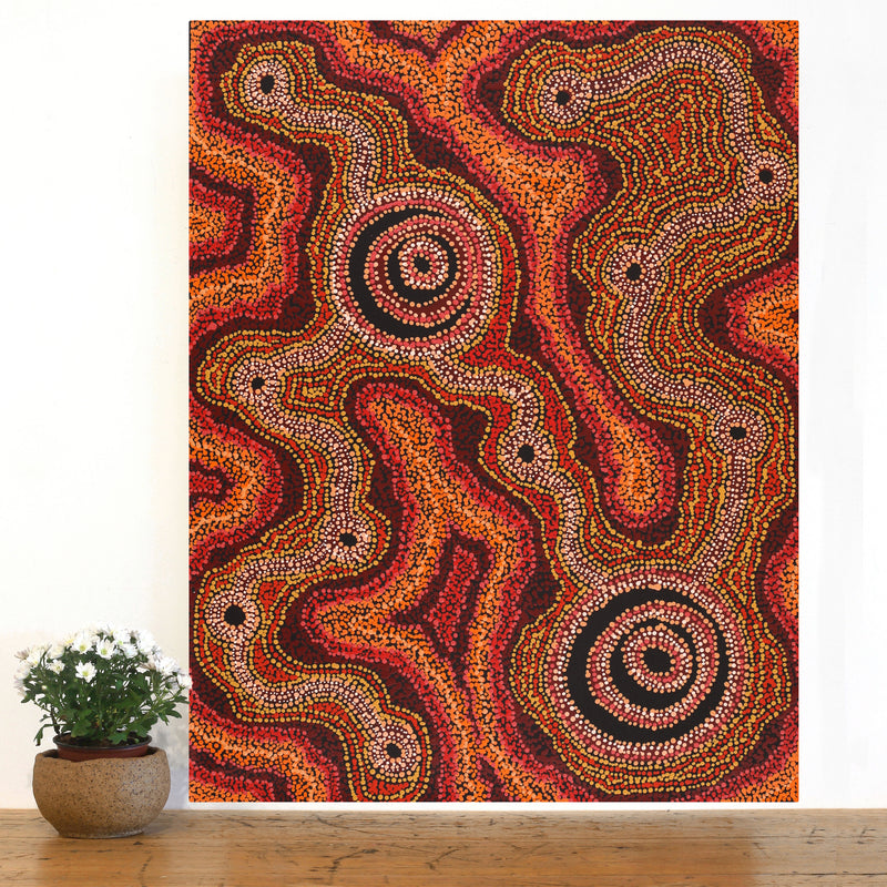 Aboriginal Artwork by Audrey Brumby, Ngura Tjuta Munu Tjukula Tjuta, 91x71cm