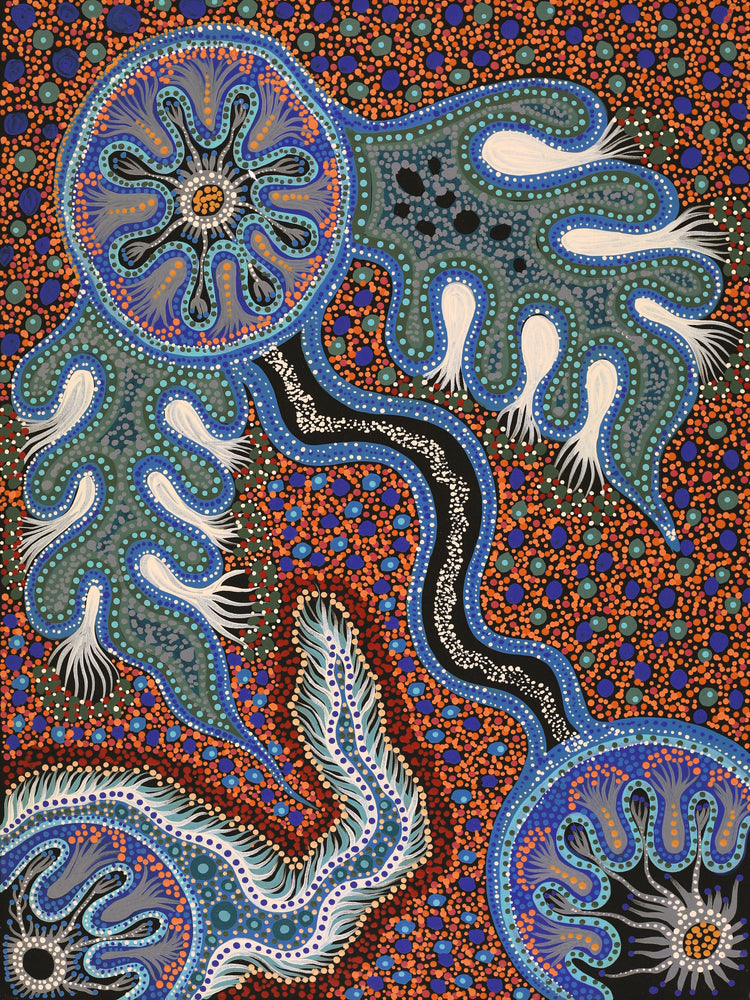 Aboriginal Artwork by Audrey Brumby, Ngura Tjuta Munu Tjukula Tjuta, 80x60cm