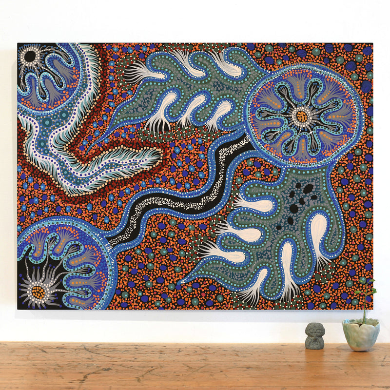 Aboriginal Artwork by Audrey Brumby, Ngura Tjuta Munu Tjukula Tjuta, 80x60cm