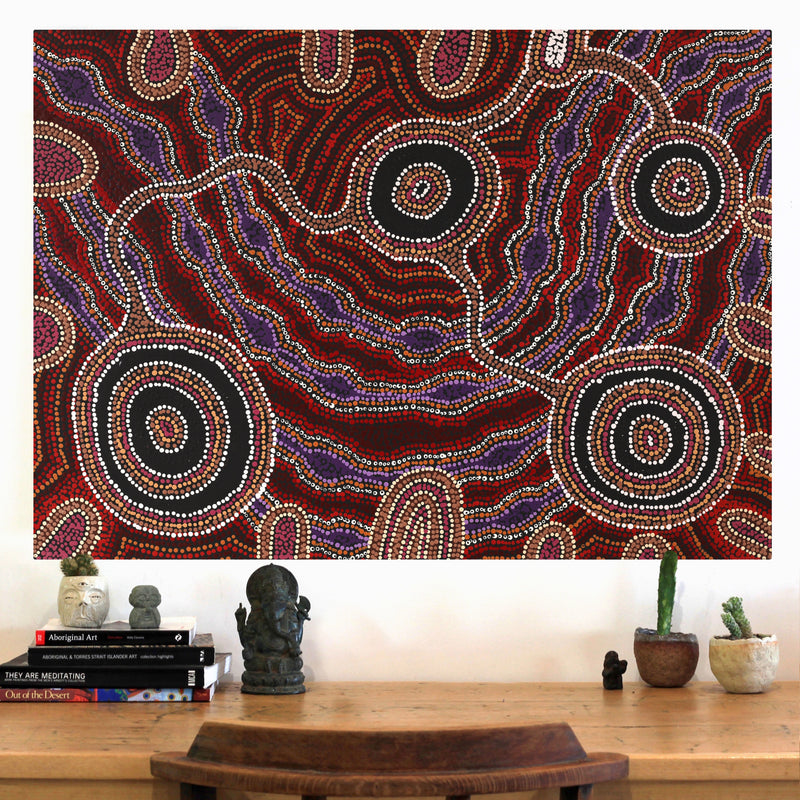Aboriginal Artwork by Audrey Brumby, Ngura Tjuta Munu Tjukula Tjuta, 92x65cm