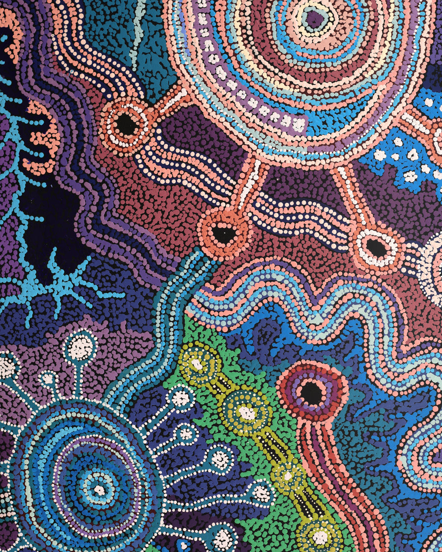 Aboriginal Artwork by Audrey Brumby, Ngura Tjuta Munu Tjukula Tjuta, 400x122cm