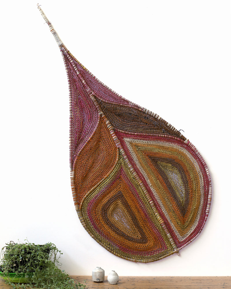 Aboriginal Artwork by Audrey Marrday, Bardarr (Paperbark leaf) Weaving, 140x65cm
