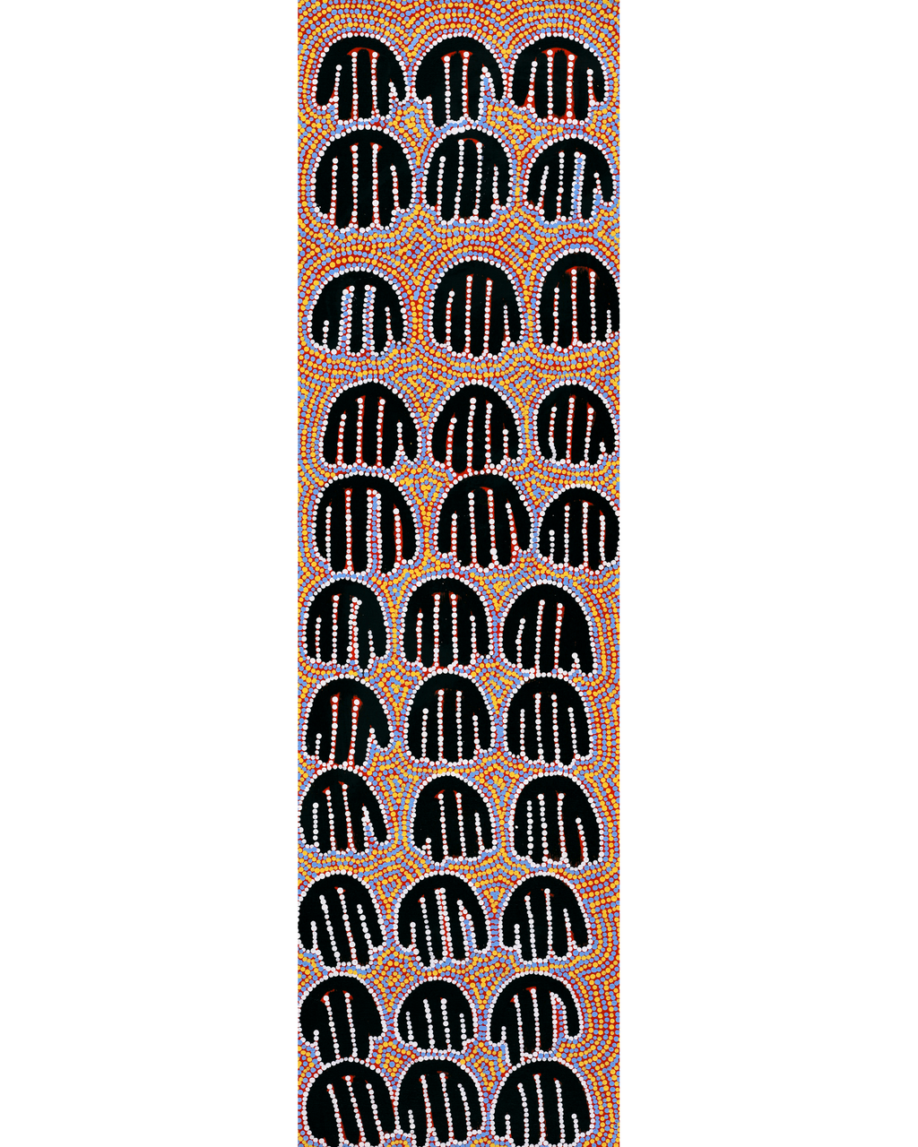Aboriginal Artwork by Azaria Nampijinpa Robertson, Majardi Jukurrpa (Hairstring Belt/Skirt Dreaming) - Mina Mina, 107x30cm