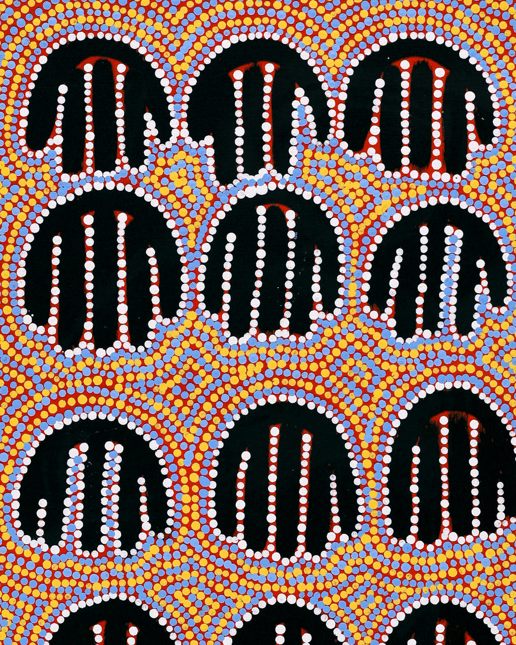 Aboriginal Artwork by Azaria Nampijinpa Robertson, Majardi Jukurrpa (Hairstring Belt/Skirt Dreaming) - Mina Mina, 107x30cm