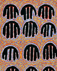Aboriginal Artwork by Azaria Nampijinpa Robertson, Majardi Jukurrpa (Hairstring Belt/Skirt Dreaming) - Mina Mina, 107x30cm