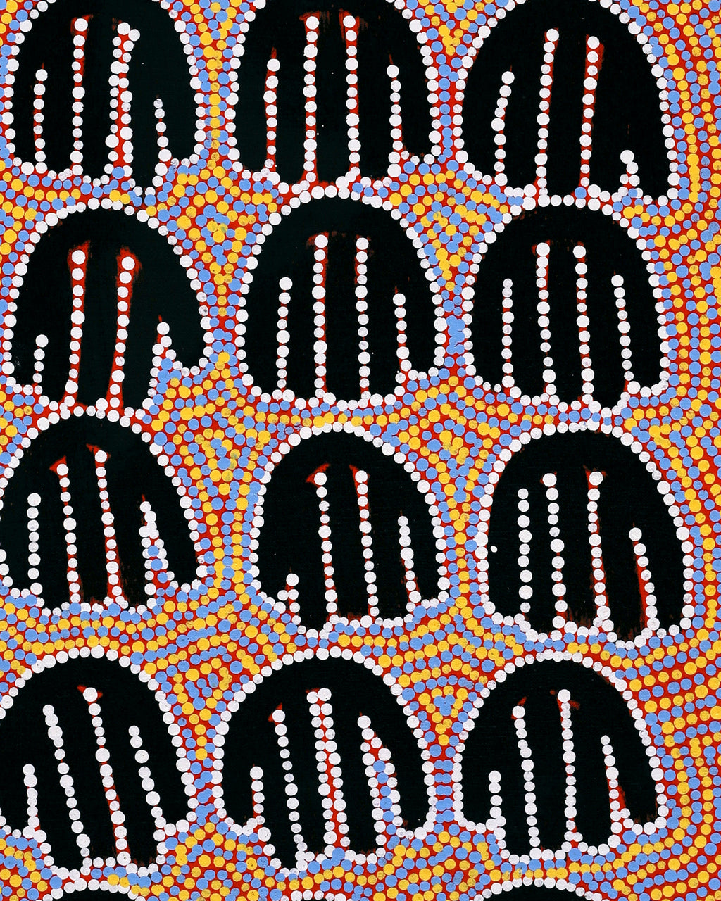 Aboriginal Artwork by Azaria Nampijinpa Robertson, Majardi Jukurrpa (Hairstring Belt/Skirt Dreaming) - Mina Mina, 107x30cm