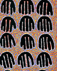 Aboriginal Artwork by Azaria Nampijinpa Robertson, Majardi Jukurrpa (Hairstring Belt/Skirt Dreaming) - Mina Mina, 107x30cm
