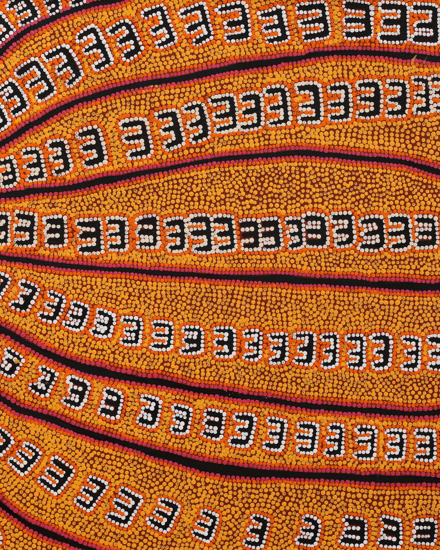 Azaria Nampijinpa Robertson, Janganpa Jukurrpa (Brush-tail Possum Dreaming) - Mawurrji, 107x61cm