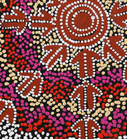 Aboriginal Artwork by Azaria Nampijinpa Robertson, Marlu Jukurrpa (Red Kangaroo Dreaming) Yarnardilyi & Jurnti, 30x30cm