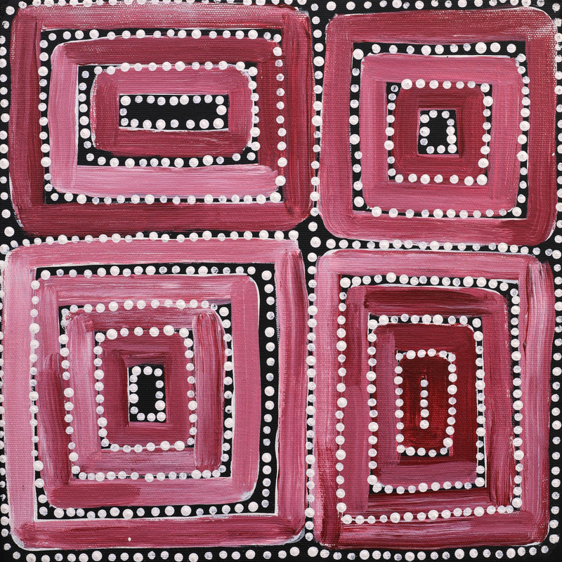 Aboriginal Artwork by Azaria Nampijinpa Robertson, Ngapa Jukurrpa (Water Dreaming) - Puyurru, 30x30cm