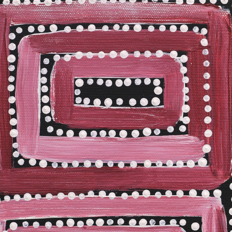 Aboriginal Artwork by Azaria Nampijinpa Robertson, Ngapa Jukurrpa (Water Dreaming) - Puyurru, 30x30cm
