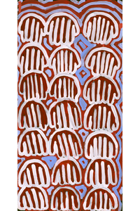 Aboriginal Artwork by Azaria Nampijinpa Robertson, Majardi Jukurrpa (Hairstring Belt/Skirt Dreaming) - Mina Mina, 61x30cm