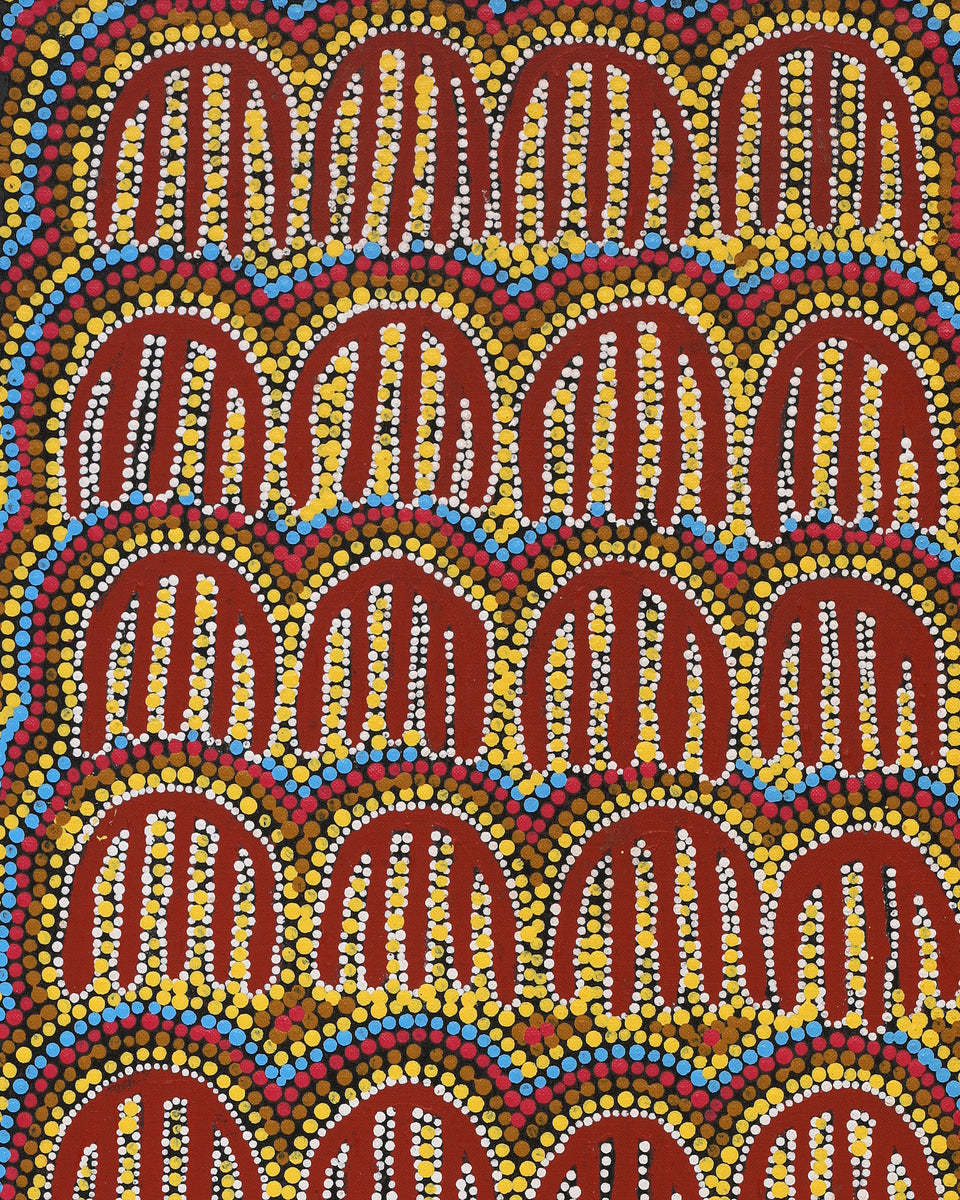 Azaria Nampijinpa Robertson, Majardi Jukurrpa (Hairstring Belt/Skirt Dreaming) - Mina Mina, 91x30cm