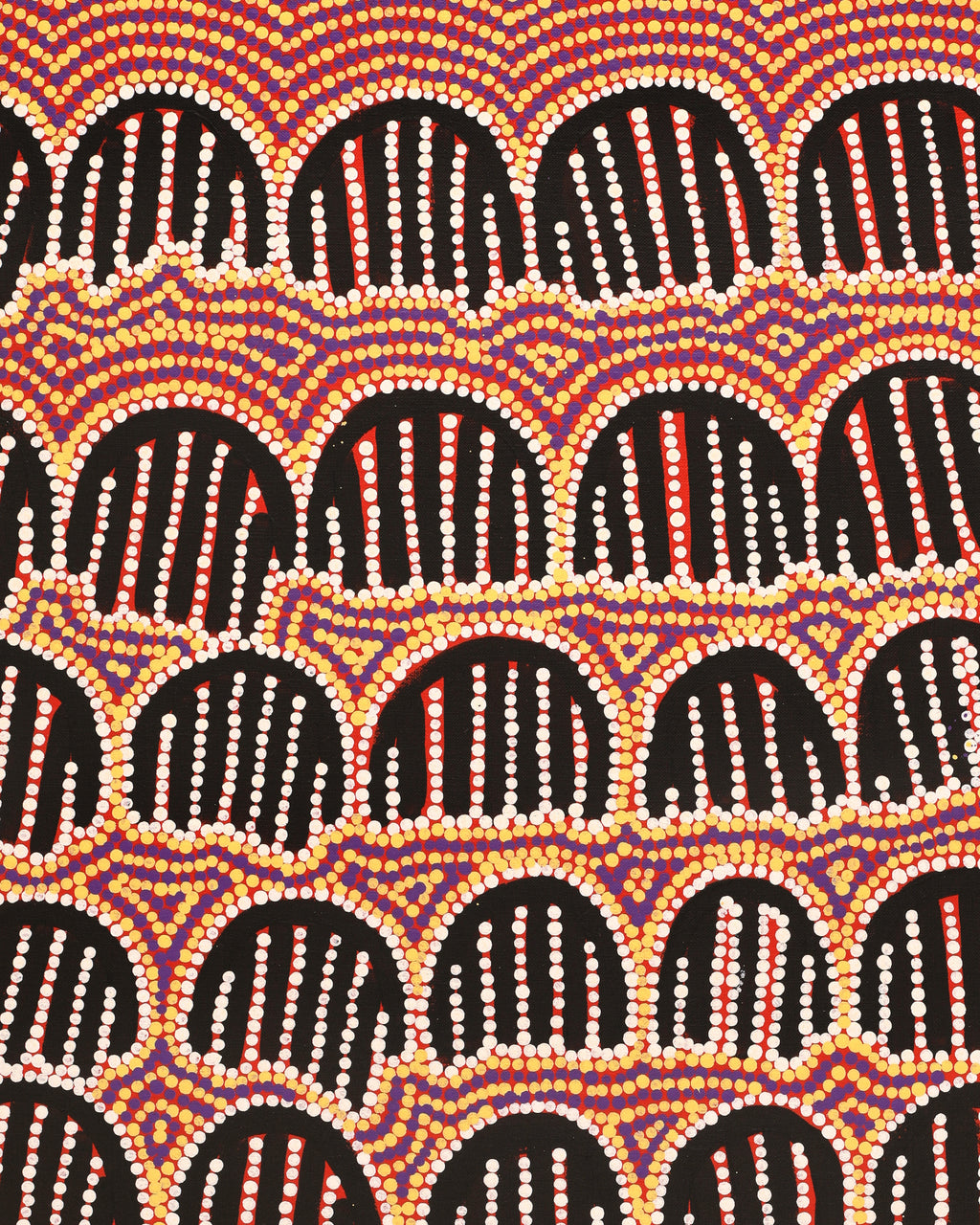 Aboriginal Artwork by Azaria Nampijinpa Robertson, Majardi Jukurrpa (Hairstring Belt/Skirt Dreaming) - Mina Mina, 91x46cm