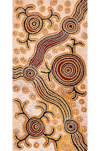 Aboriginal Artwork by Barbara Baker Milpati, Ngapari Tjukurpa, 122x61cm