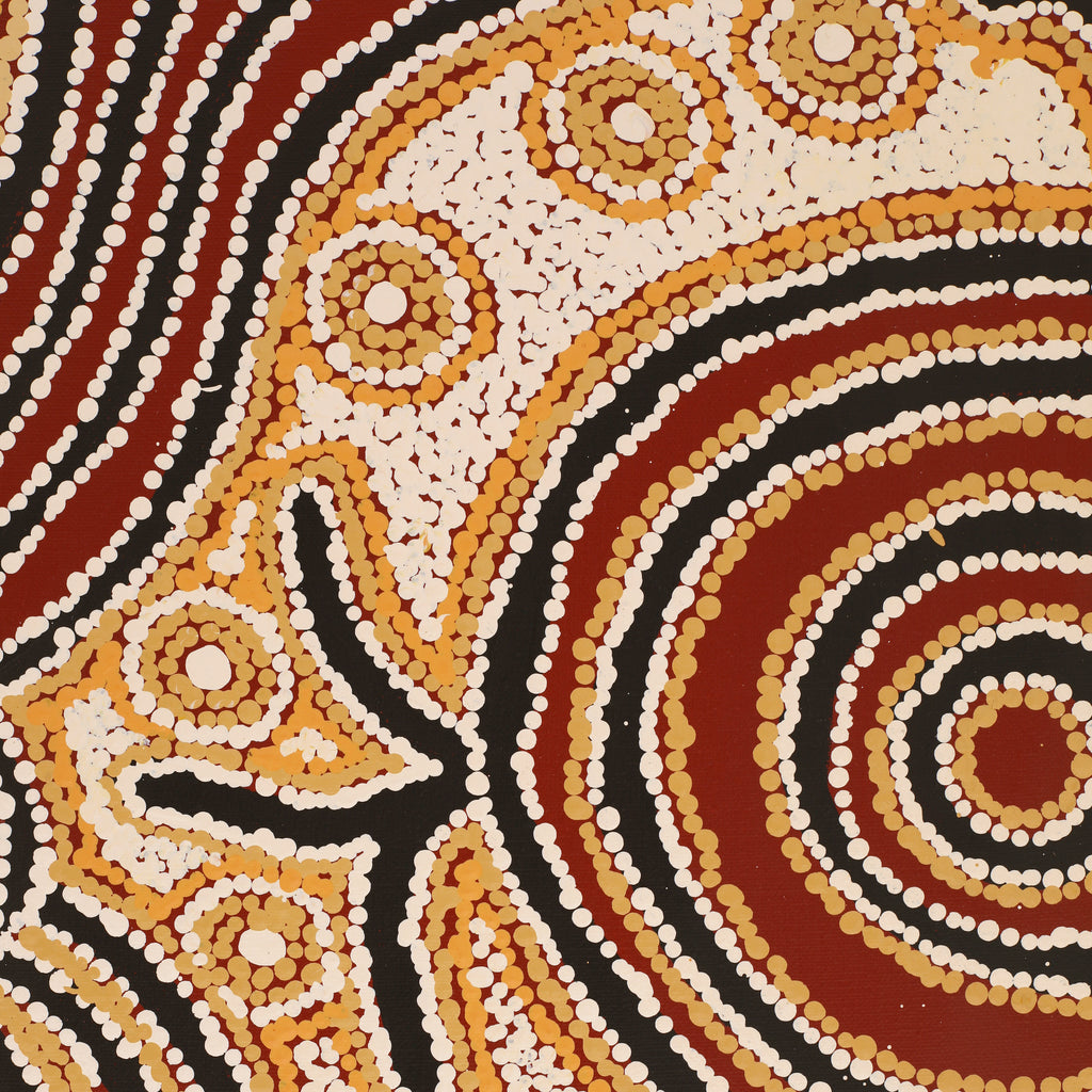 Aboriginal Artwork by Barbara Baker Milpati, Ngapari Tjukurpa, 122x61cm