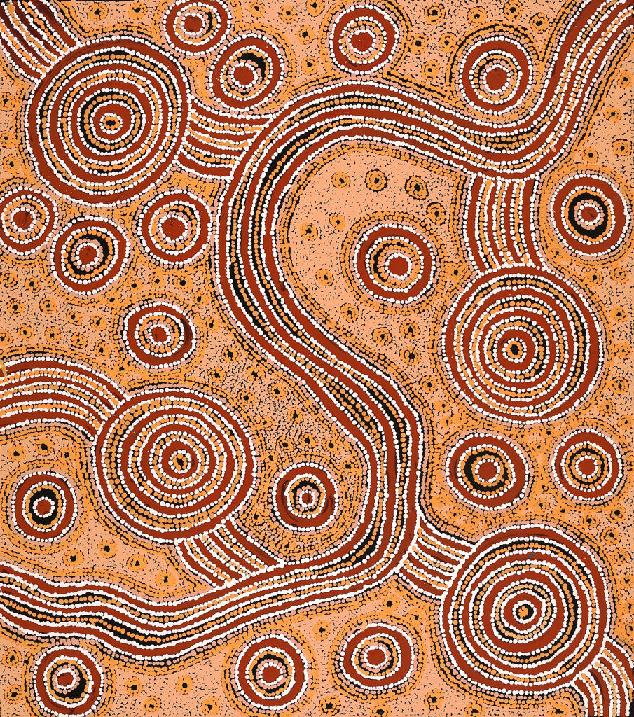 Aboriginal Art by Barbara Baker Milpati, Ngapari Tjukurpa, 86x76cm - ART ARK®