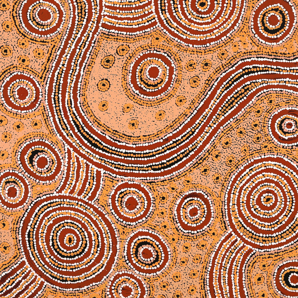 Aboriginal Artwork by Barbara Baker Milpati, Ngapari Tjukurpa, 86x76cm