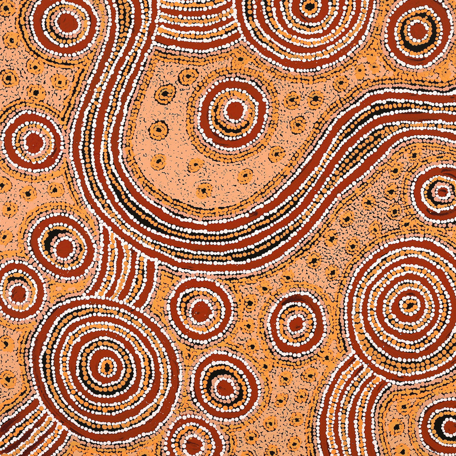 Aboriginal Artwork by Barbara Baker Milpati, Ngapari Tjukurpa, 86x76cm