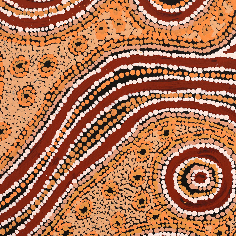 Aboriginal Artwork by Barbara Baker Milpati, Ngapari Tjukurpa, 86x76cm