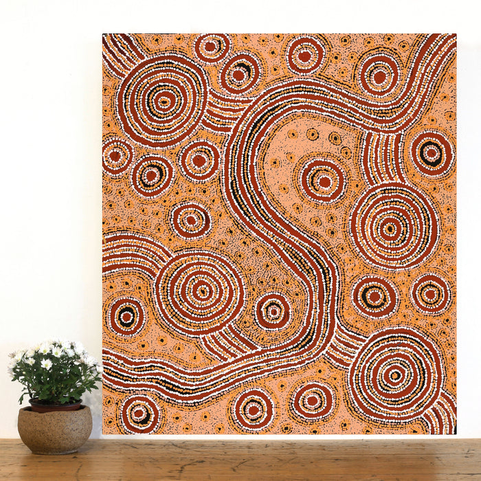 Aboriginal Art by Barbara Baker Milpati, Ngapari Tjukurpa, 86x76cm - ART ARK®