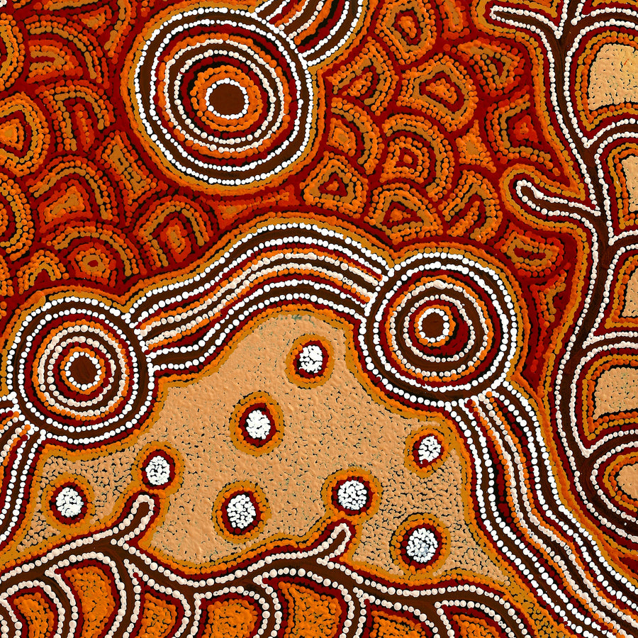 Aboriginal Artwork by Barbara Baker Milpati, Ngapari Tjukurpa, 91x71cm