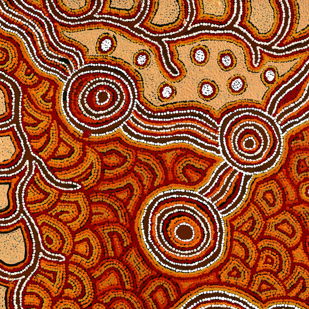 Aboriginal Artwork by Barbara Baker Milpati, Ngapari Tjukurpa, 91x71cm