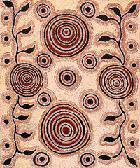 Aboriginal Artwork by Barbara Baker Milpati, Ngapari Tjukurpa, 91x76cm