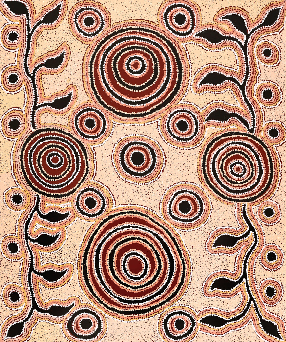 Aboriginal Art by Barbara Baker Milpati, Ngapari Tjukurpa, 91x76cm - ART ARK®