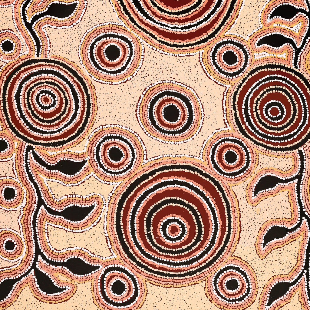 Aboriginal Artwork by Barbara Baker Milpati, Ngapari Tjukurpa, 91x76cm