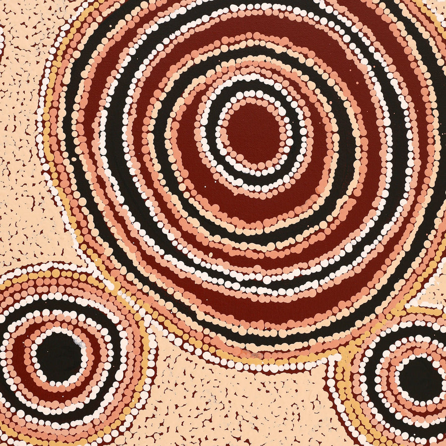 Aboriginal Artwork by Barbara Baker Milpati, Ngapari Tjukurpa, 91x76cm