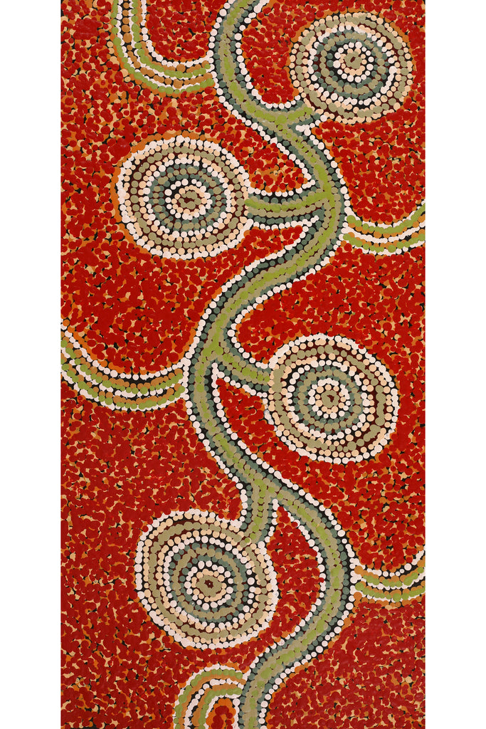 Aboriginal Artwork by Barbara Baker, Ngapari Tjukurpa, 61x30cm